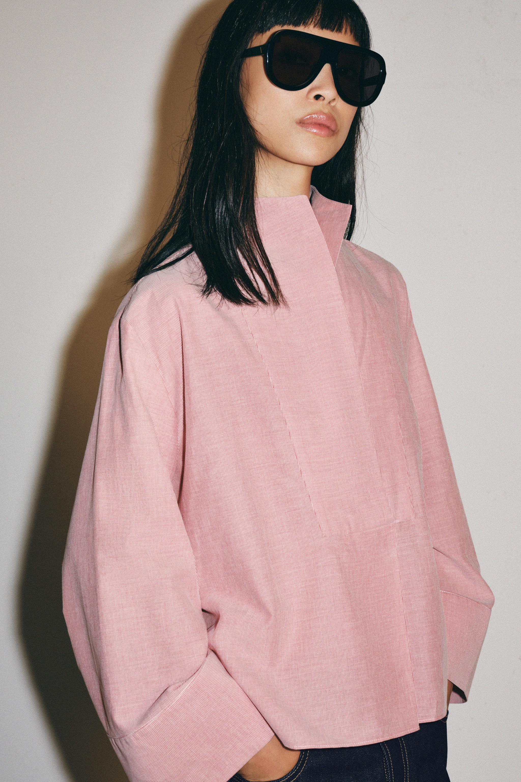 ZW COLLECTION STRIPED BIB SHIRT